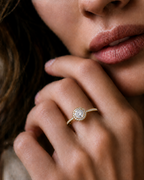 2.19 Carat Round Cut Lab Grown Diamond Halo Engagement Ring