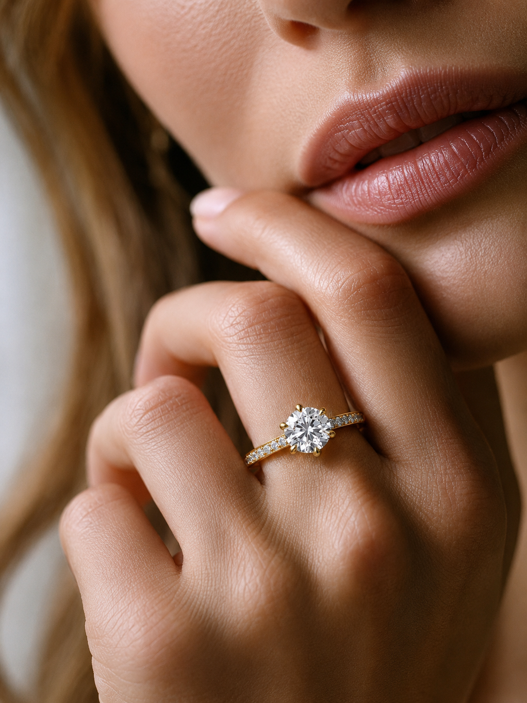 Channel Set Round Cut 2ct Lab Diamond Engagement Ring