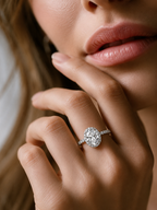 2.48 Carat Halo Oval Cut Lab Grown Diamond Engagement Ring