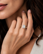 2.60 Carat Emerald Cut Lab Grown Diamond Side Stone Engagement Ring