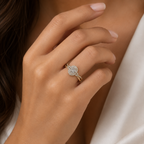 1 Carat Oval Cut Lab Grown Diamond Criss Cross Halo Ring