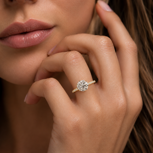 2.21 Carat Round Cut Lab Diamond Side Stone Ring For Engagement