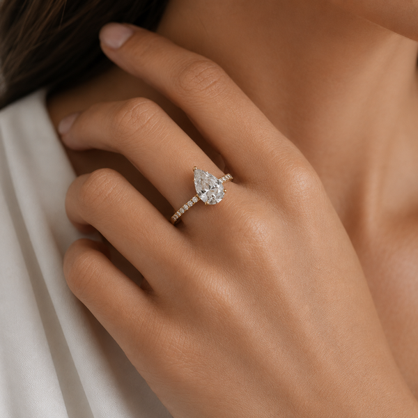 2 Carat Lab Grown Pear Cut Diamond Engagement Ring With Side Stones
