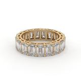 6.37 Carat Classic Emerald Cut Lab Grown Diamond Gold Eternity Band