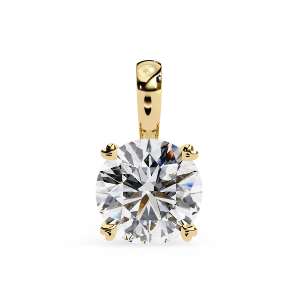 Gold pendant with a large diamond on a white background