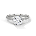 Diamond ring with a white gemstone on a white background