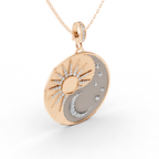 Two Tone Sun and Moon Lab Grown Diamond Pendant Necklace