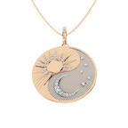 Two Tone Sun and Moon Lab Grown Diamond Pendant Necklace