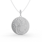 Two Tone Sun and Moon Lab Grown Diamond Pendant Necklace