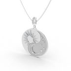 Two Tone Sun and Moon Lab Grown Diamond Pendant Necklace