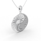 Two Tone Sun and Moon Lab Grown Diamond Pendant Necklace