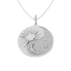 Two Tone Sun and Moon Lab Grown Diamond Pendant Necklace