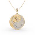 Two Tone Sun and Moon Lab Grown Diamond Pendant Necklace