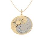 Two Tone Sun and Moon Lab Grown Diamond Pendant Necklace