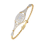 Gold bracelet with diamond accents on a white background