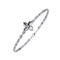 White gold bracelet with a floral clasp on a white background
