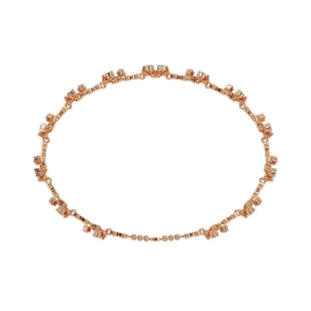 Rose gold necklace on a white background
