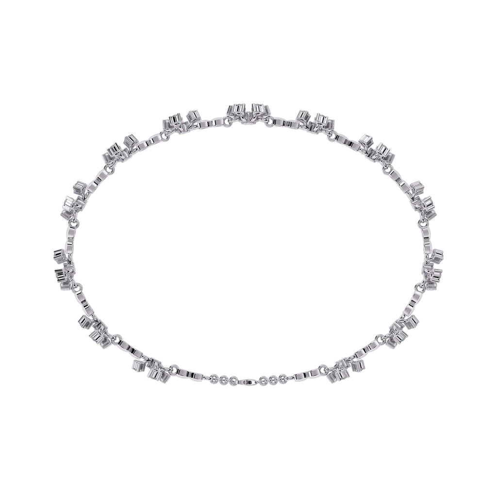 White Gold bracelet with small square links on a white background