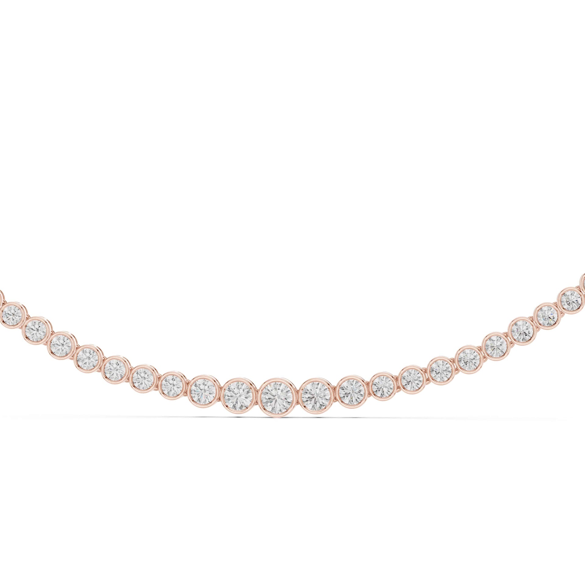 11 Carat Bezel Set Round Diamond Tennis Necklace