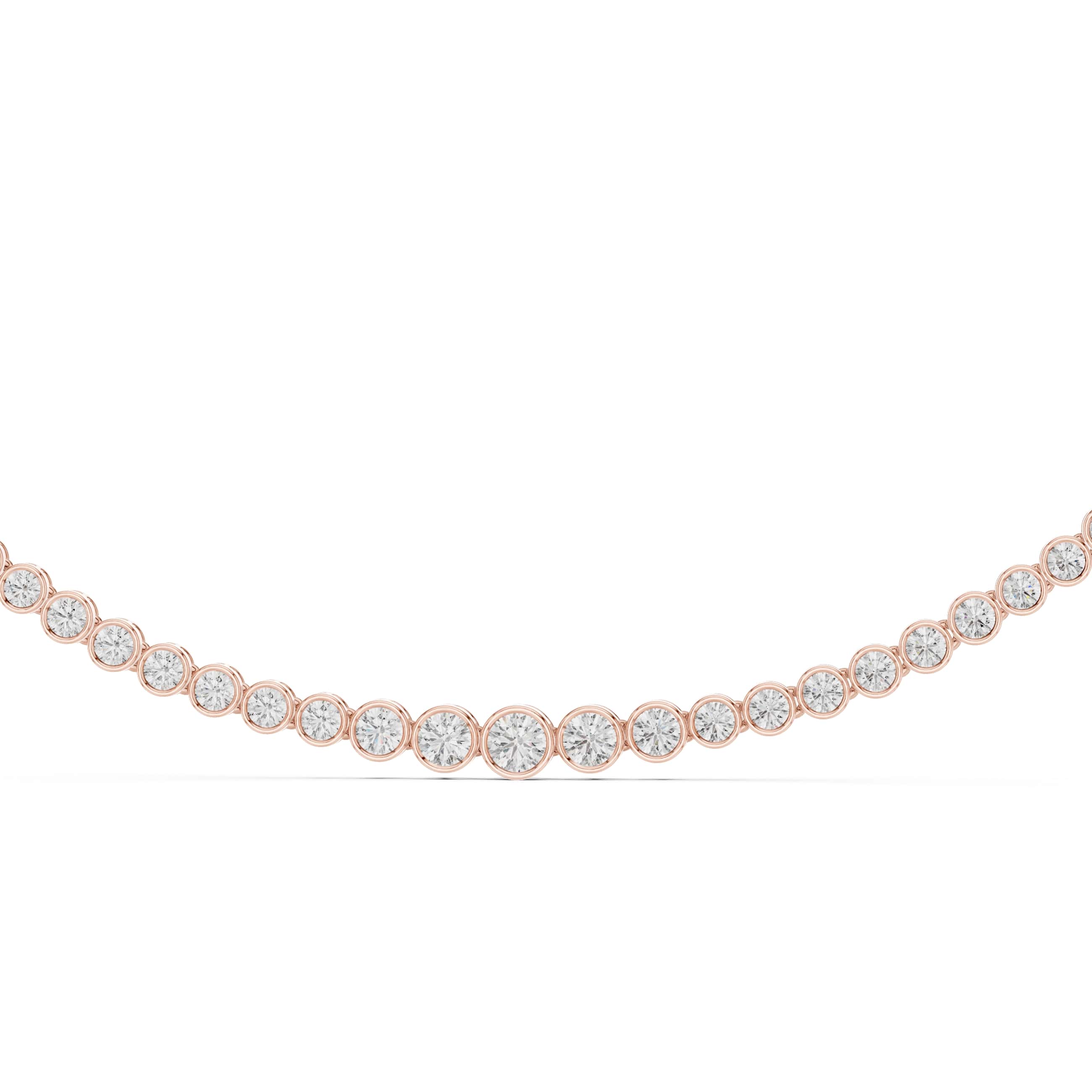 11 Carat Bezel Set Round Diamond Tennis Necklace