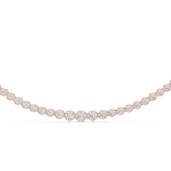 11 Carat Bezel Set Round Diamond Tennis Necklace