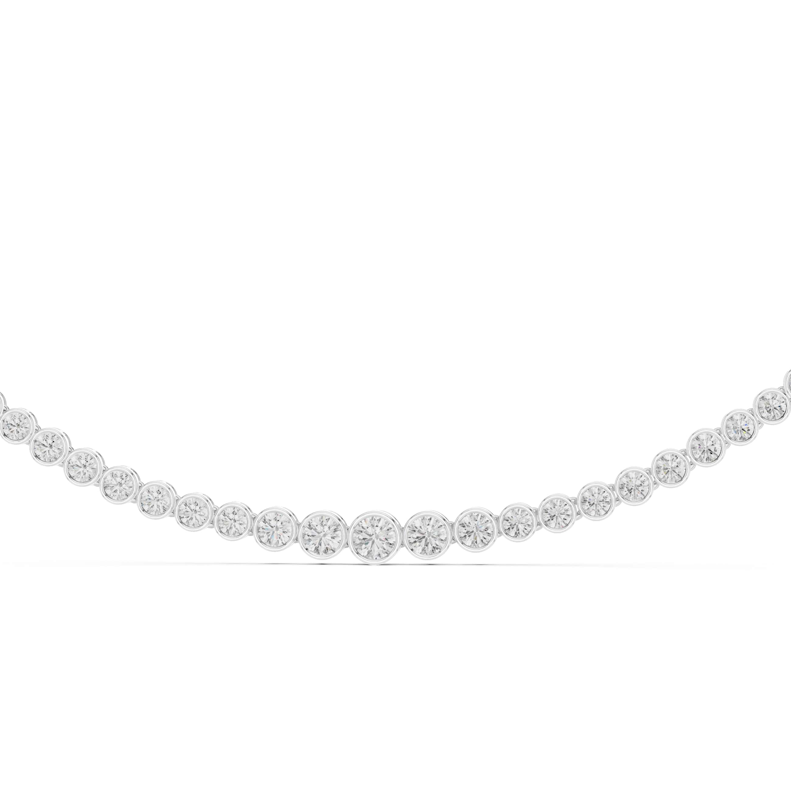 11 Carat Bezel Set Round Diamond Tennis Necklace
