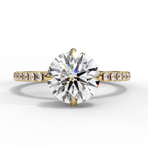 2.67 Carat Round Cut Lab Diamond Claw Prongs Hidden Halo Ring