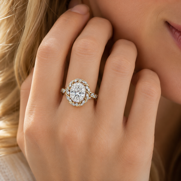 3.21 Carat Vintage Style Oval Cut Diamond Engagement Ring