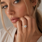 2.67 Carat Round Cut Lab Diamond Claw Prongs Hidden Halo Ring