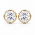 6 Carat Round Lab Diamond Bezel Set Stud Earrings