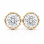 6 Carat Round Lab Diamond Bezel Set Stud Earrings
