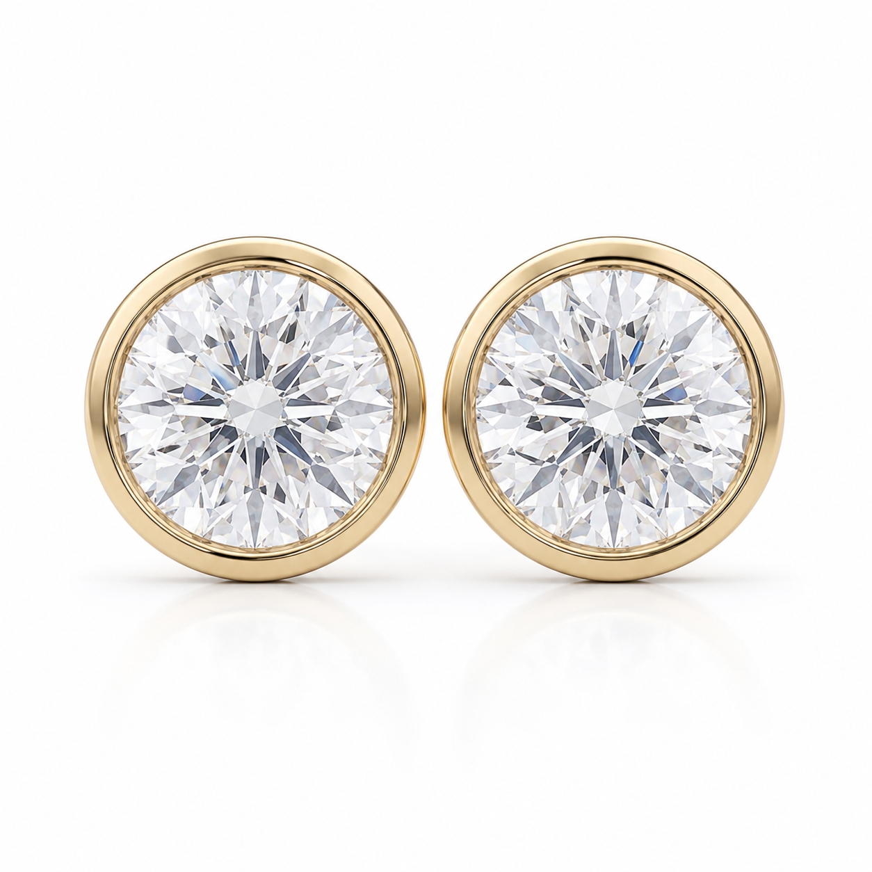 6 Carat Round Lab Diamond Bezel Set Stud Earrings