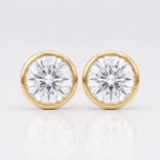 6 Carat Round Lab Diamond Bezel Set Stud Earrings