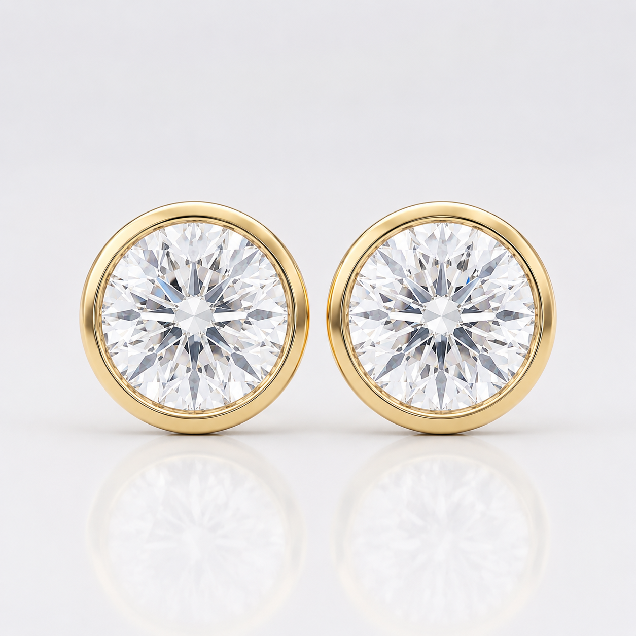 6 Carat Round Lab Diamond Bezel Set Stud Earrings