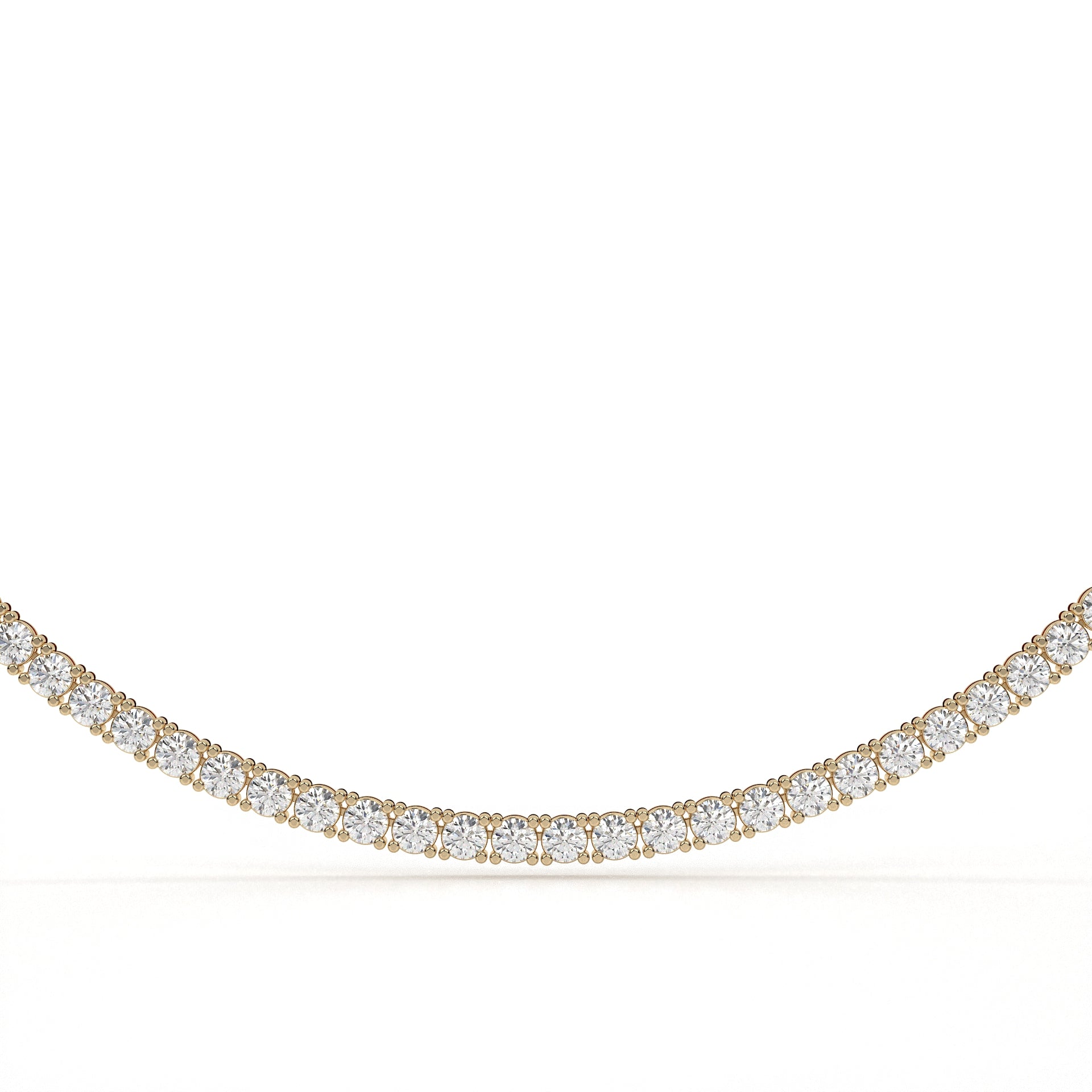 Gold necklace with diamonds on a white background