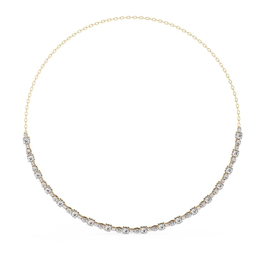 Gold necklace with diamonds on a white background