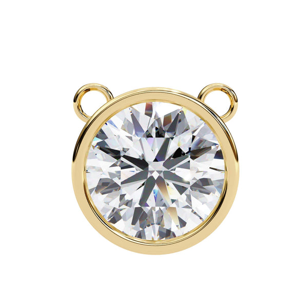 Gold pendant with a large clear gemstone on a white background