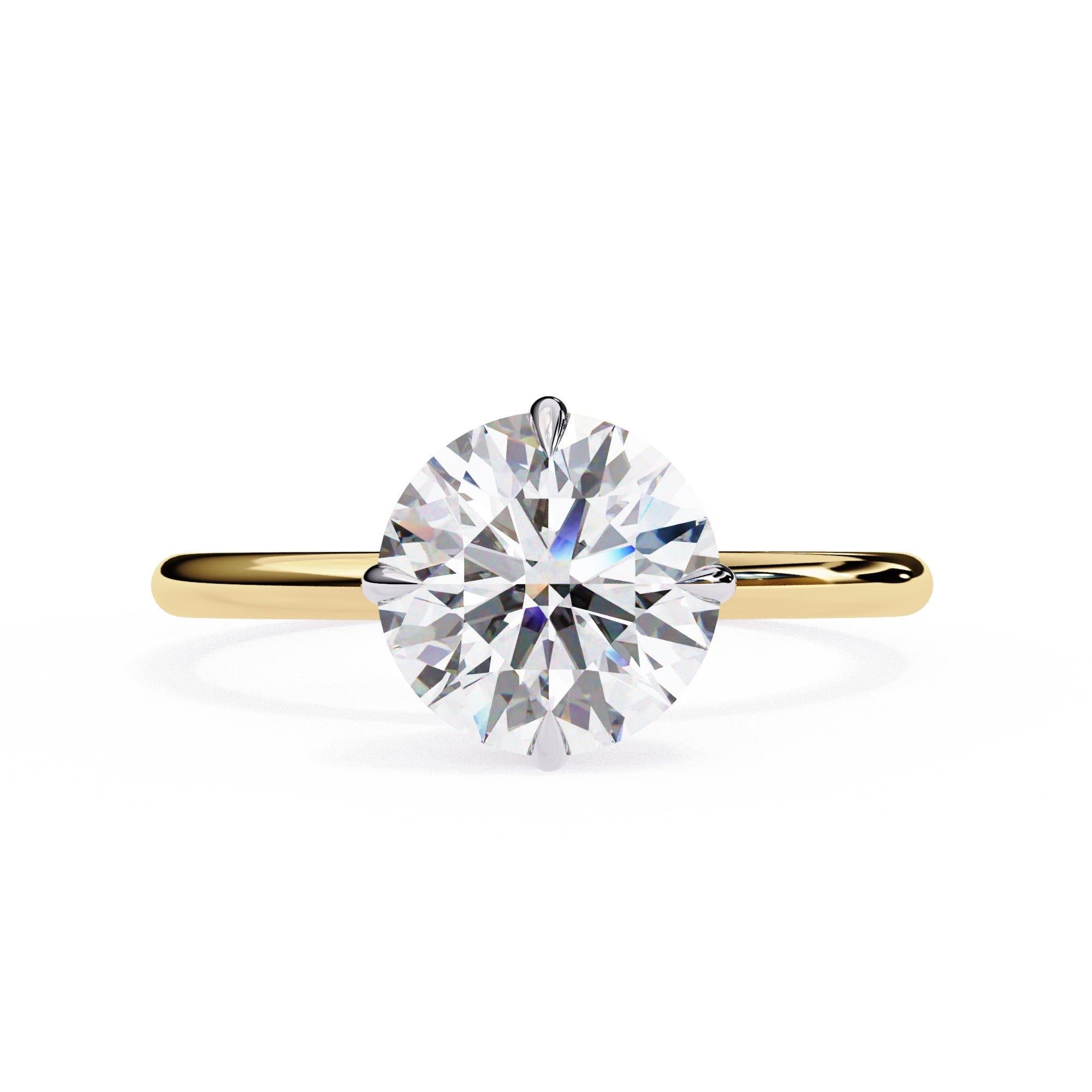 Diamond ring with a gold band on a white background