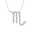 Silver necklace with a zodiac symbol pendant on a white background