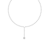 Pearl necklace with a floral clasp on a white background