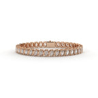 Rose gold bracelet with diamonds on a white background