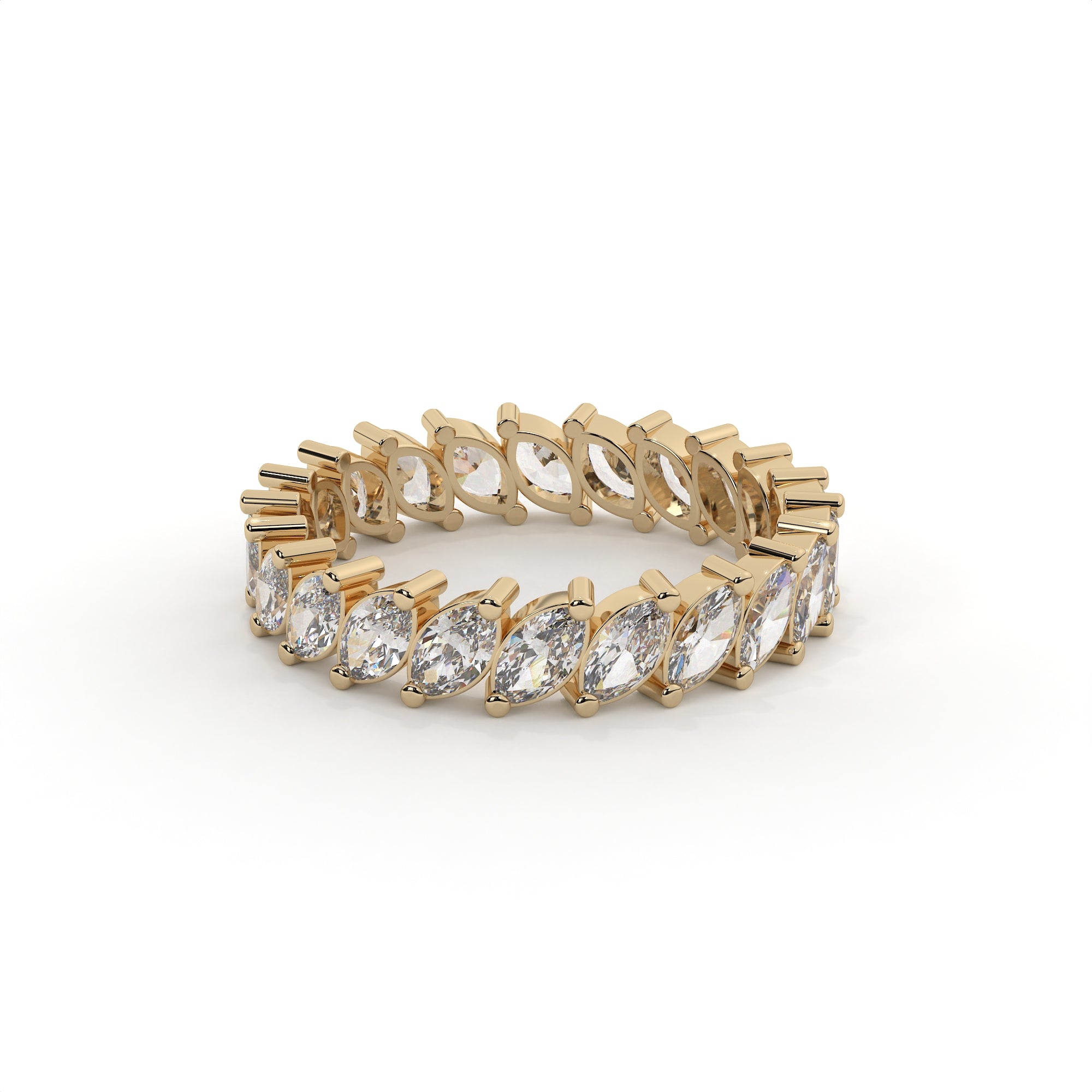 Gold bracelet with clear gemstones on a white background