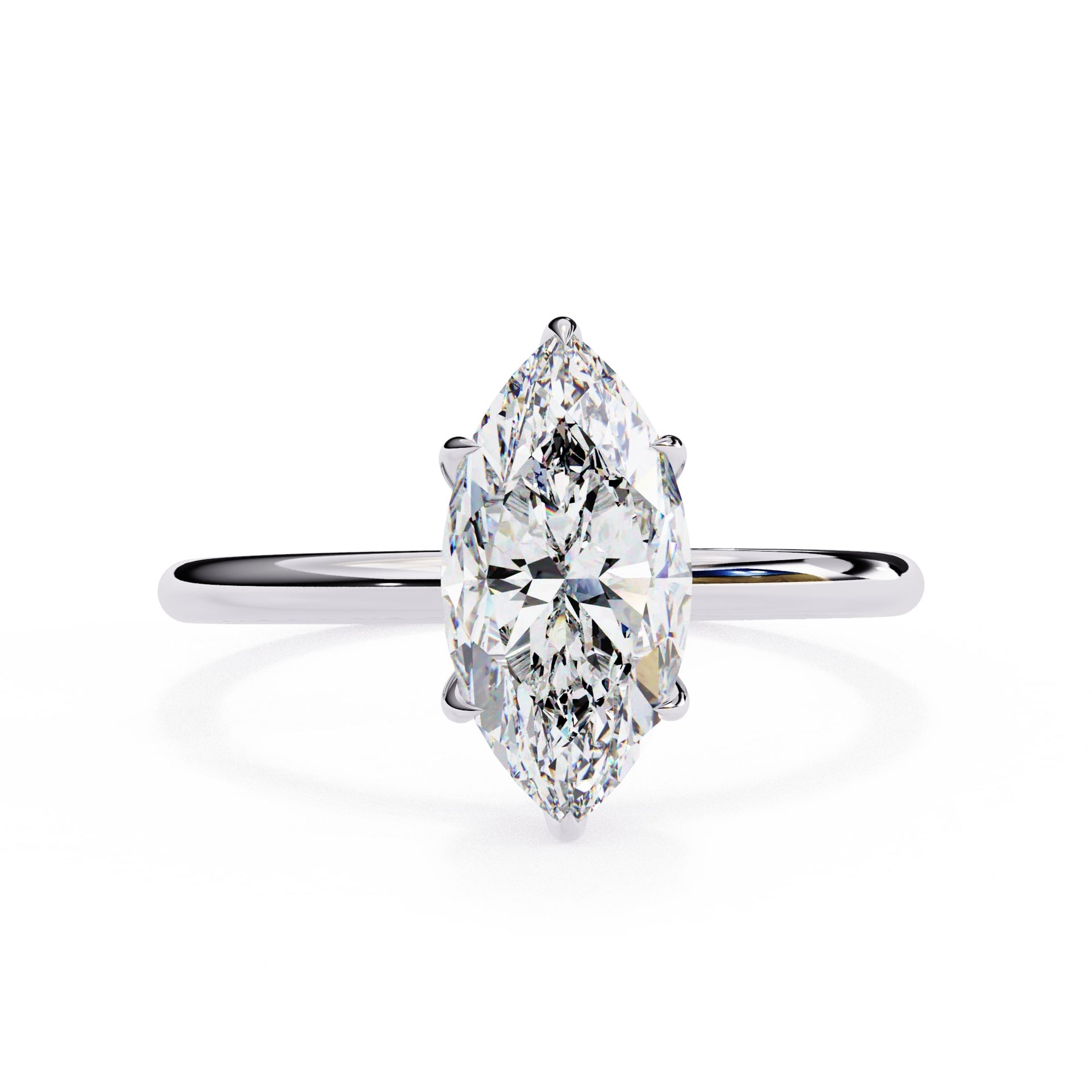 Diamond ring with a pear-shaped gemstone on a white background