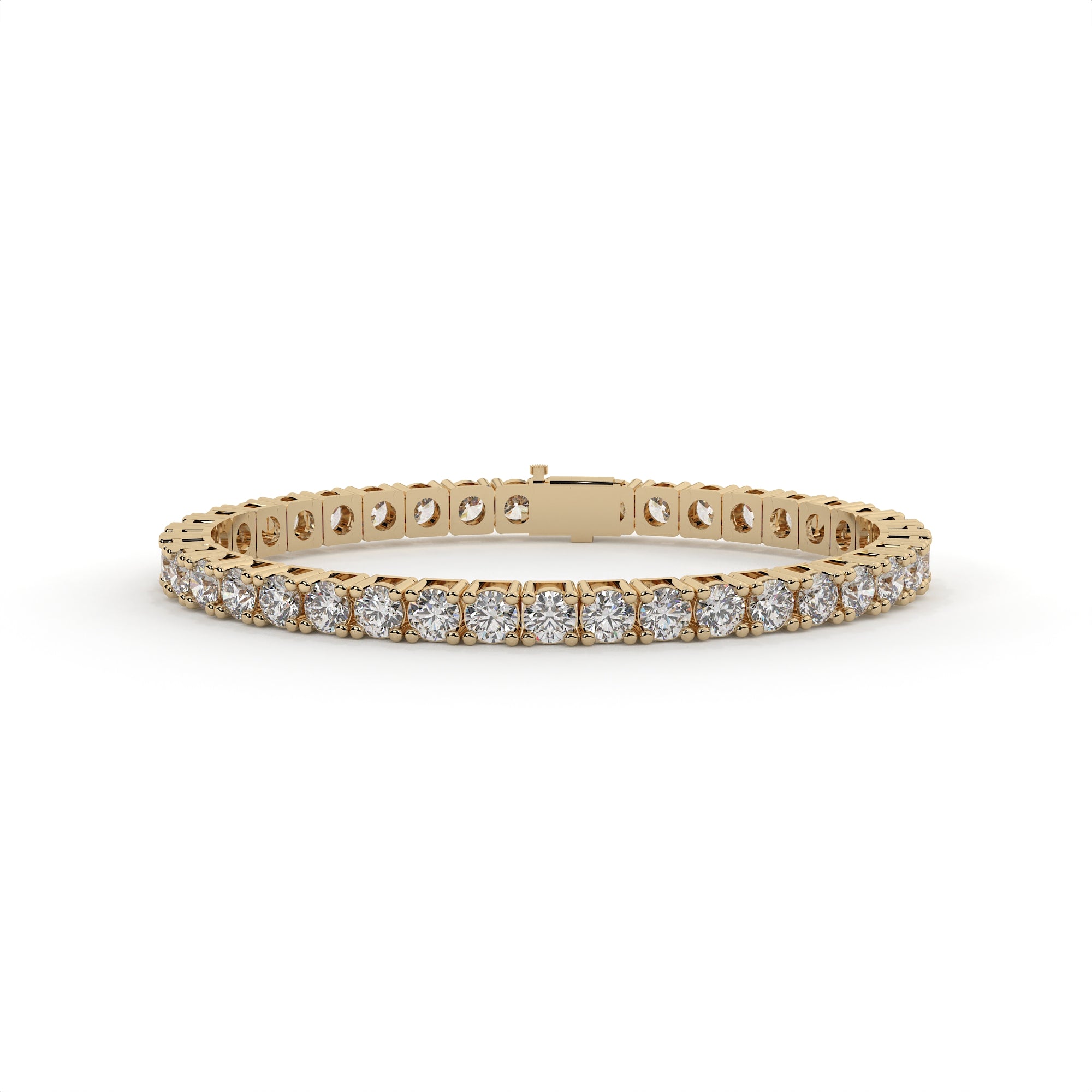 Gold bracelet with diamonds on a white background