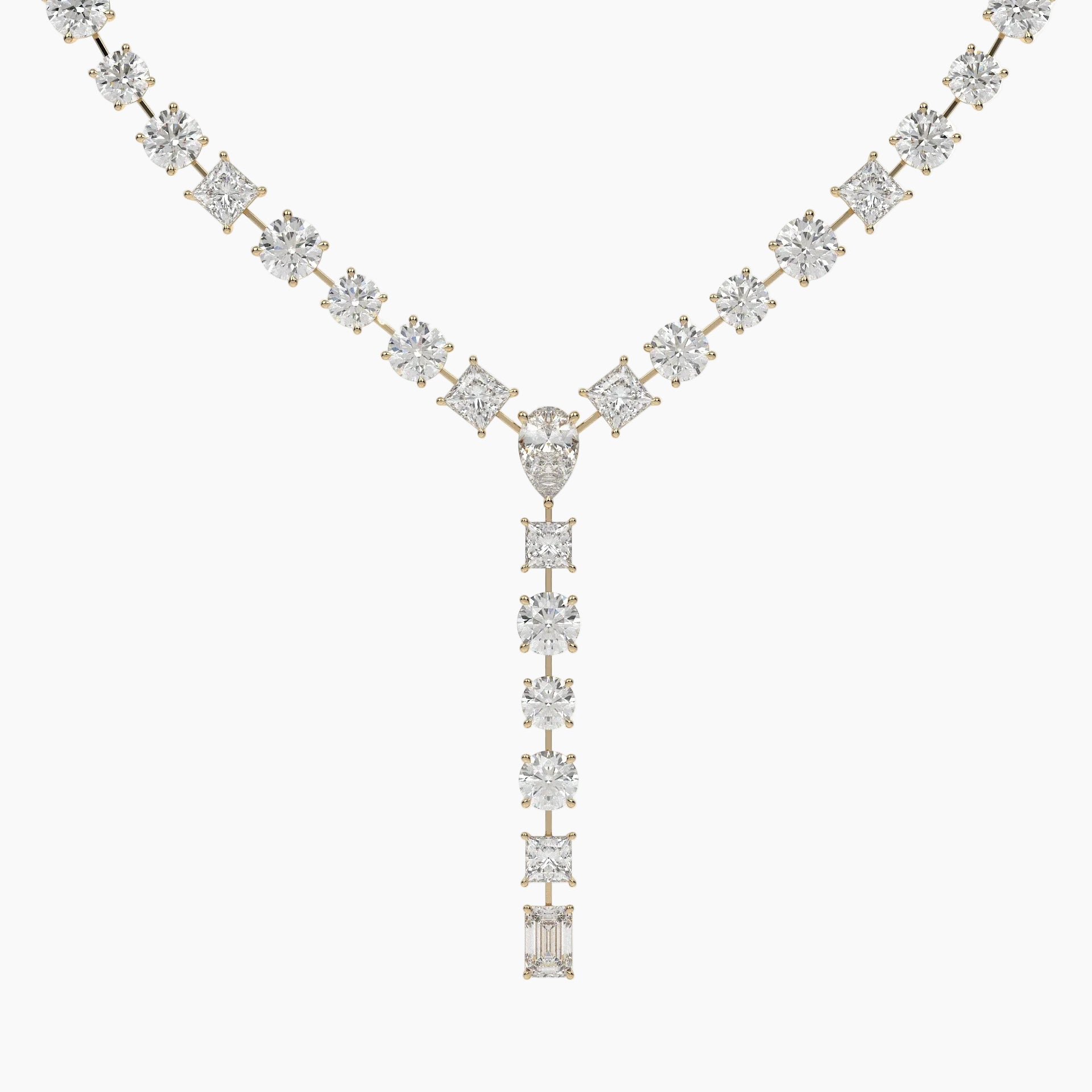 Diamond necklace on a white background