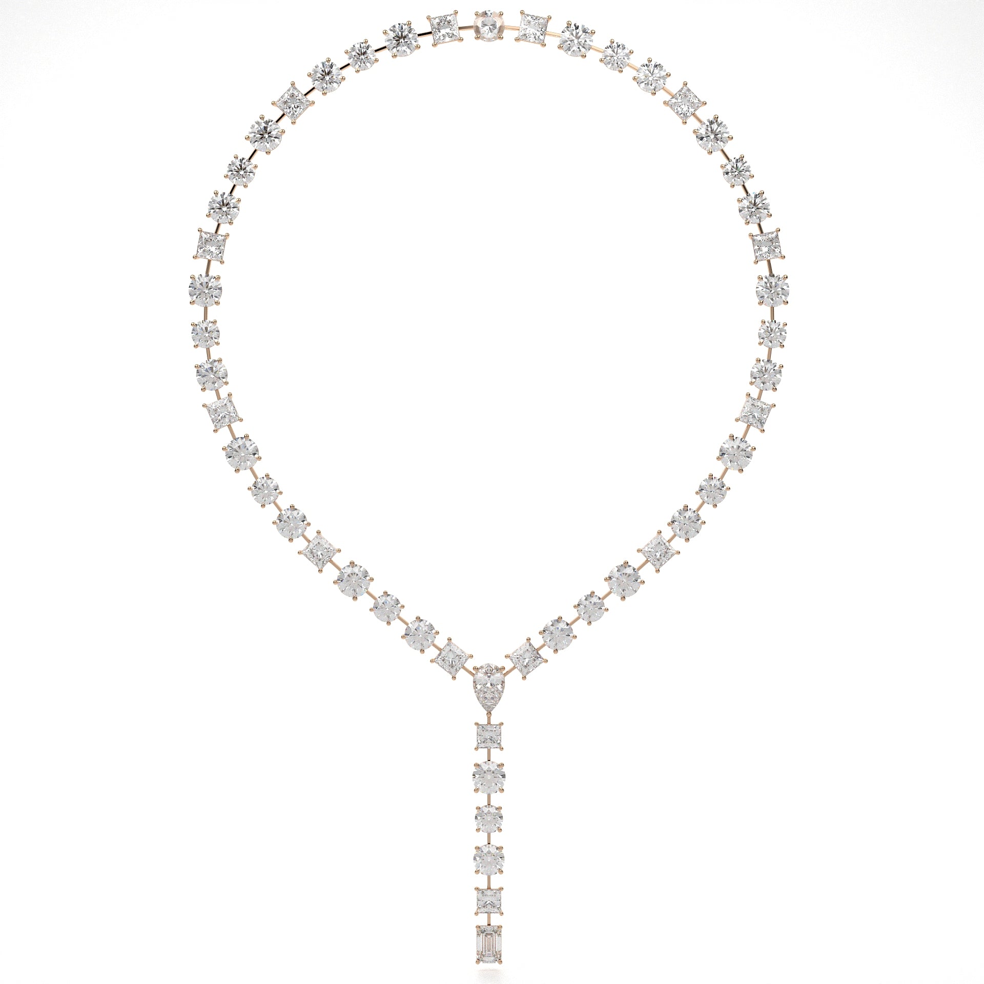 Diamond necklace on a white background