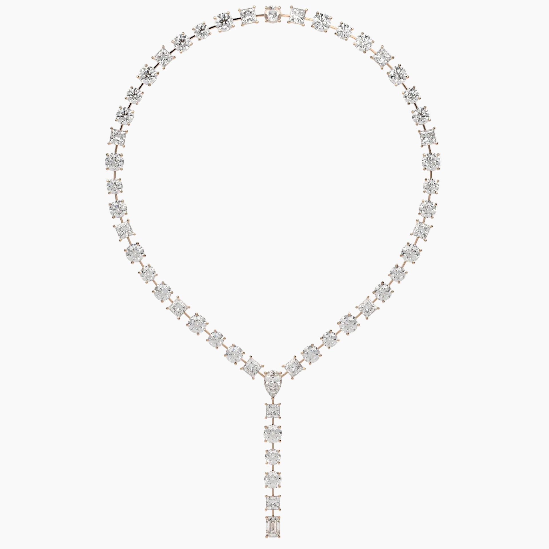 Diamond necklace on a white background
