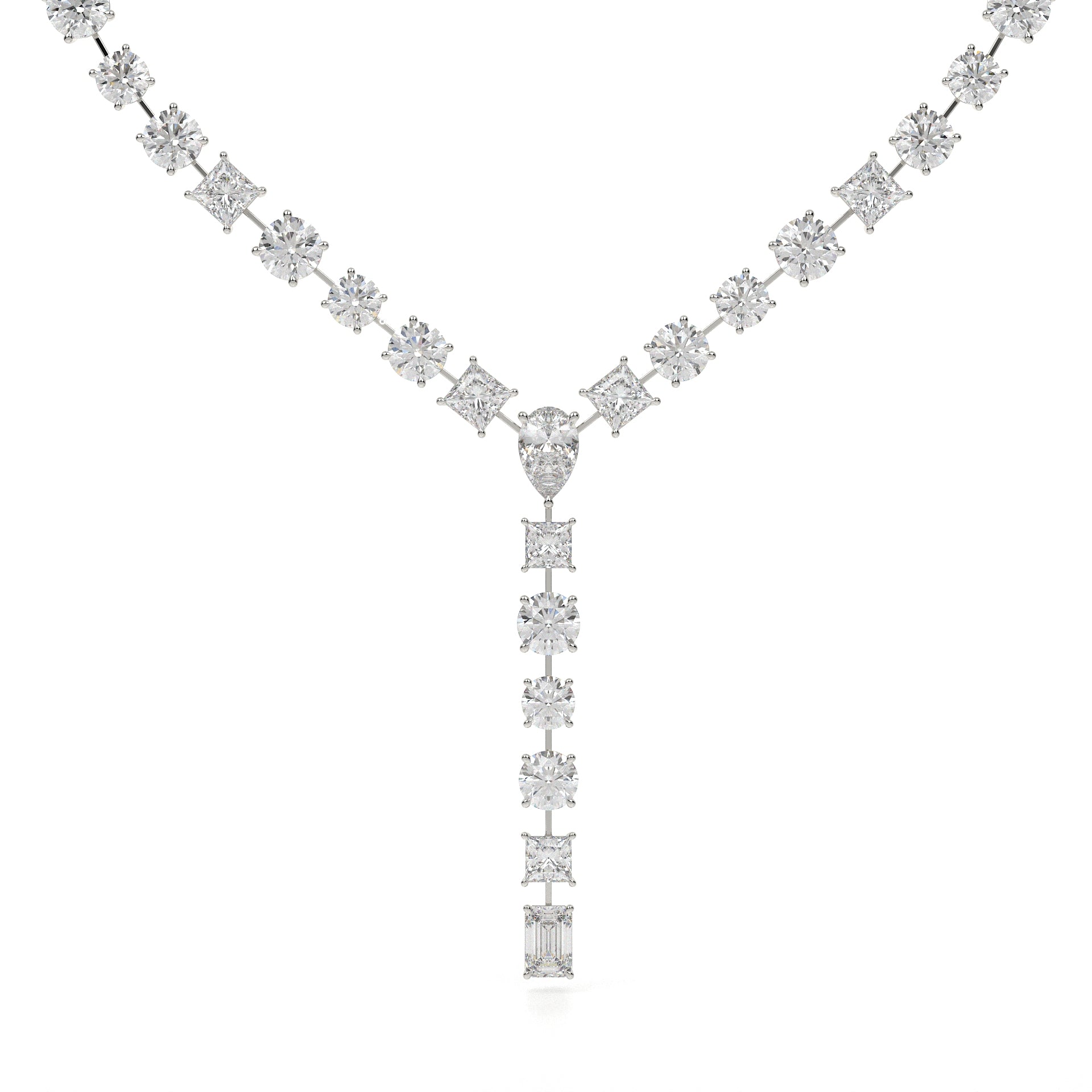 Diamond necklace on a white background