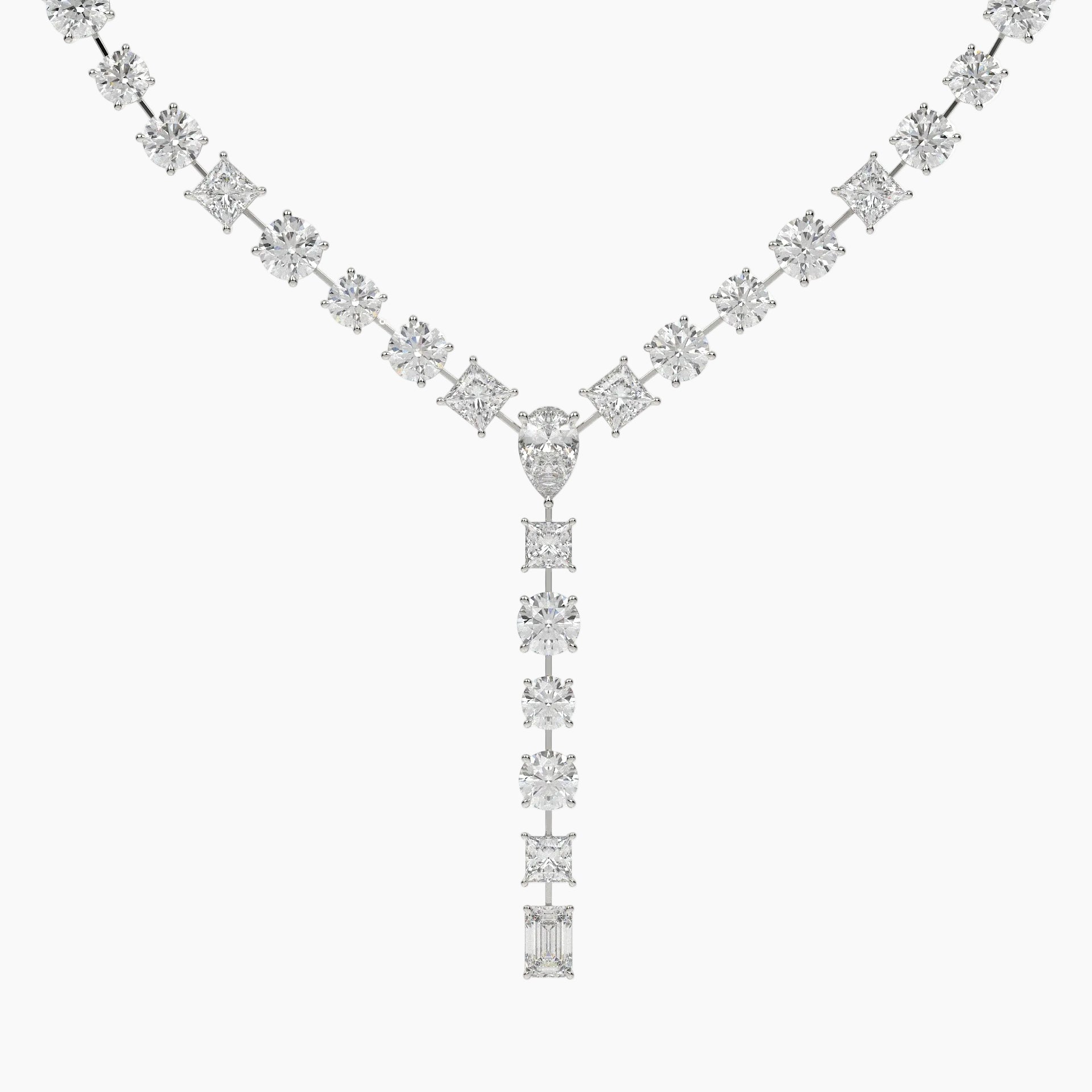 Diamond necklace on a white background