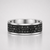 Multiple Round Cut Black Diamond Mens Eternity Pave Ring